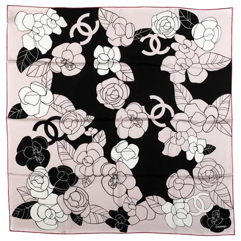 chanel camellia pattern print scarf|Chanel Camellia Scarf .